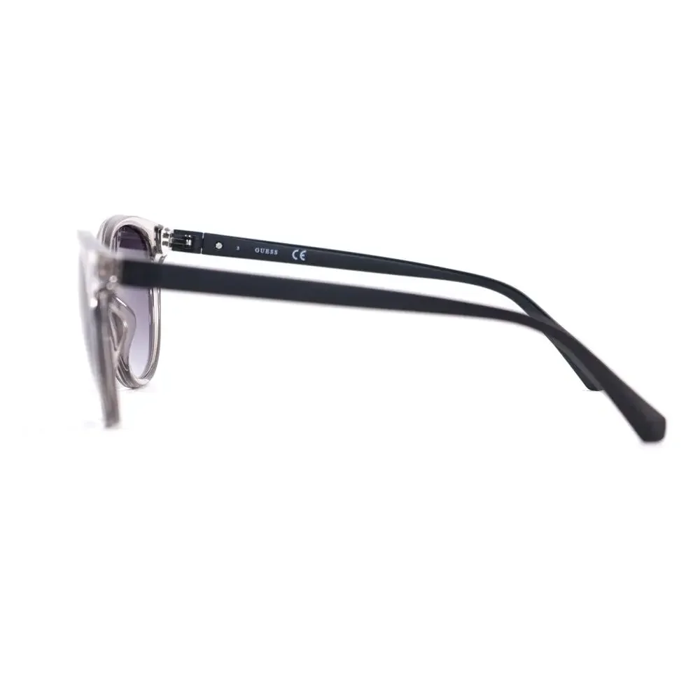 GUESS Round Sunglasses – Transparent Grey / Grey Gradient – Matte Black Arms–NWT